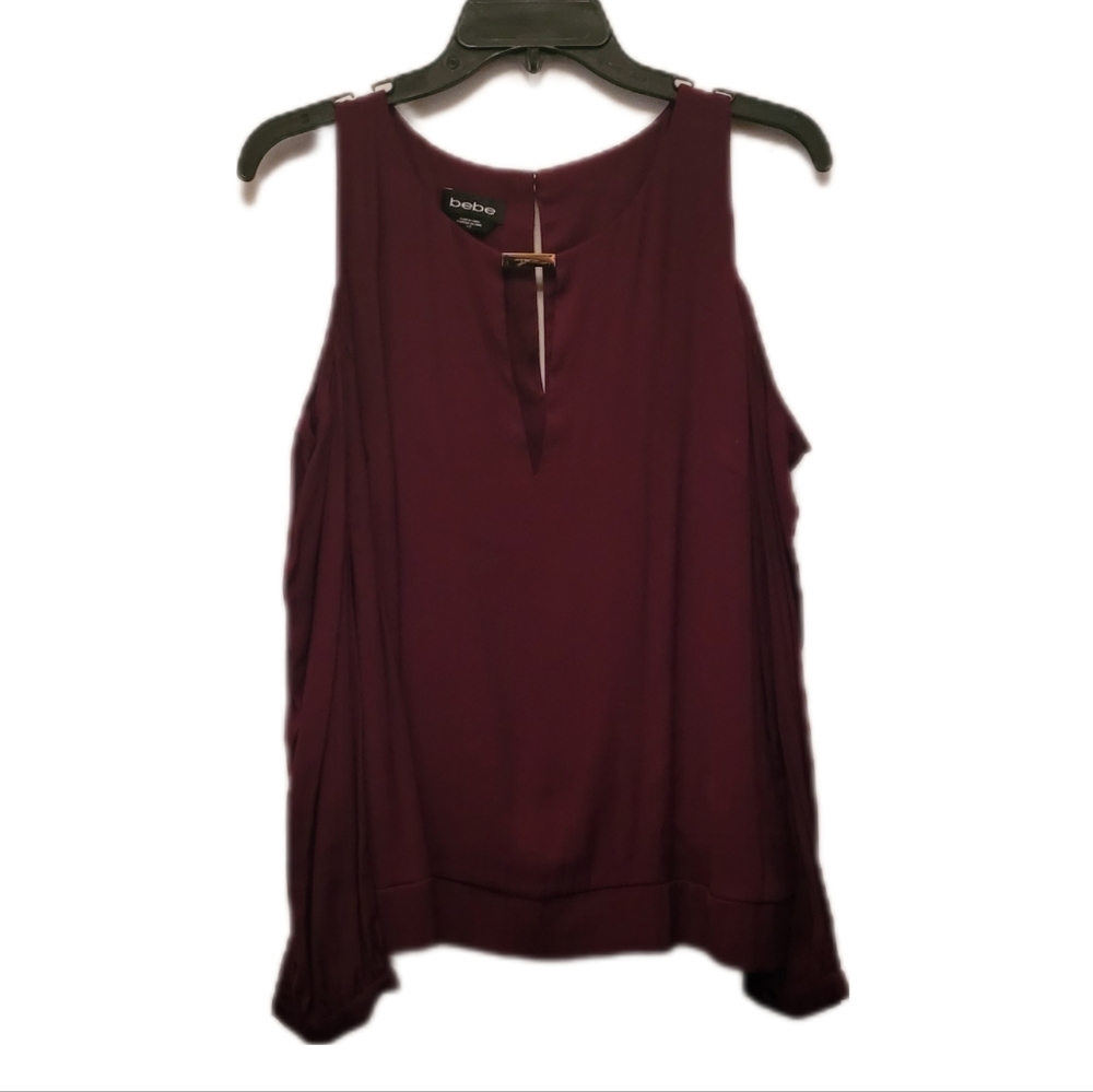 Bebe Burgundy Cold Shoulder Blouse